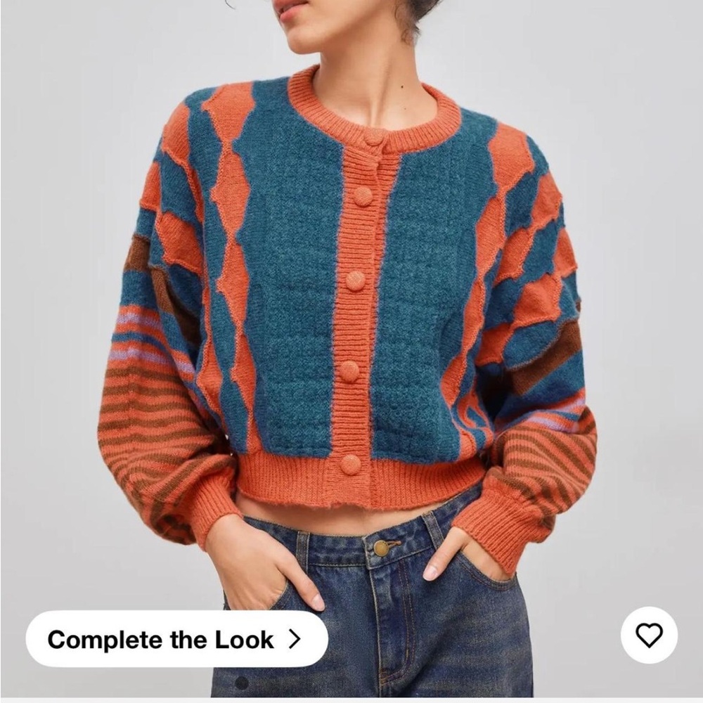Cider Striped Knit Sweater in Blue and Orange - Picture 2 of 5